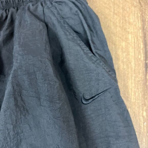 Vtg 90's Nike Trackpants Swoosh Black Joggers Men's L Zip Ankle Nylon - Picture 3 of 10